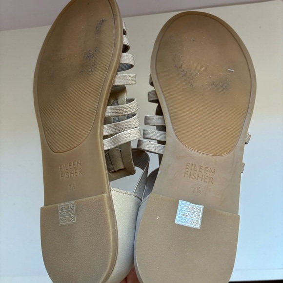 Eileen Fisher Gladiator Sandals Size 8 Tan Leather Flats Sz 7.5 - Picture 5 of 5